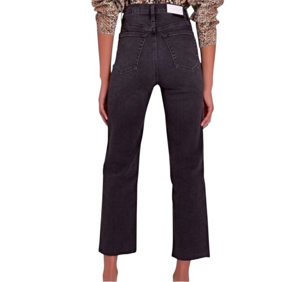 Re/Done 70s Stove Pipe High-Waisted Black Denim Jeans Size 28 NWT - Picture 7 of 8